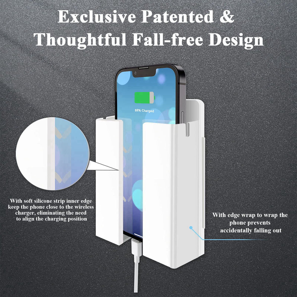 LANBON P2 Wireless Charger Wall Mounted,Wireless Phone Charger for Bedside/Desk/Garage/Kitchen,15W Fast Charging Station