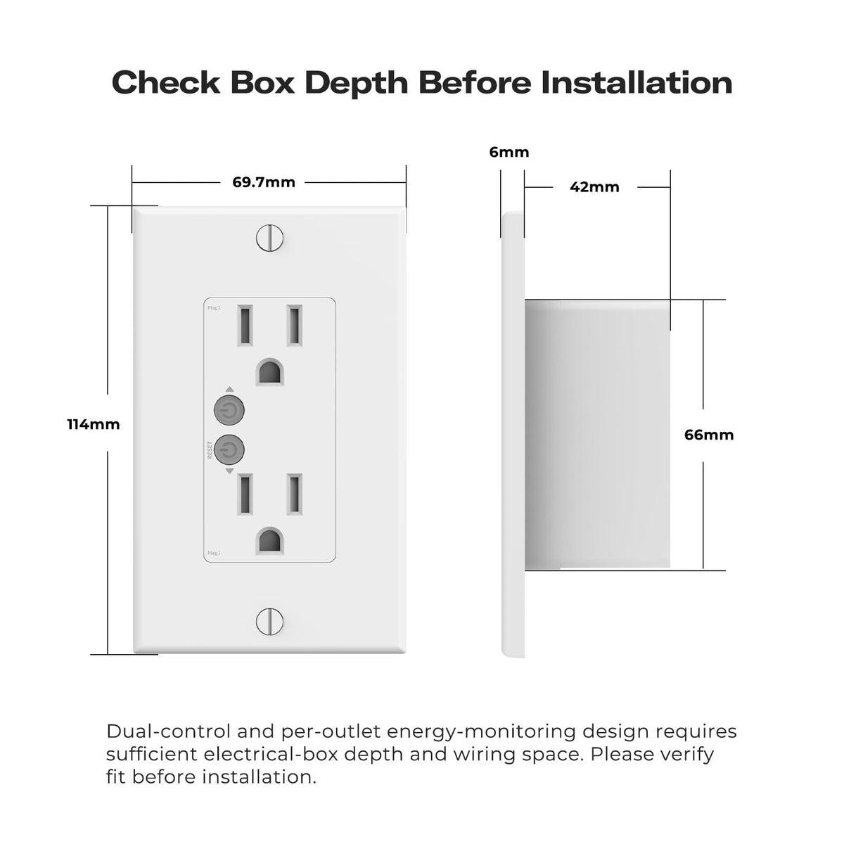 THIRDREALITY Smart Wall Outlet, Dual Independent Control for 2 Sockets, Individual Power Monitoring, Zigbee Repeater, Co