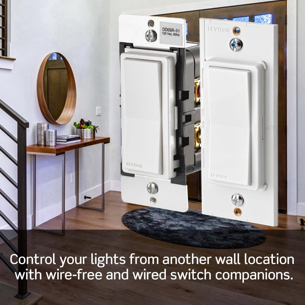 Leviton Decora Smart Switch, Wi-Fi, D315S-1RW, White – back view and specifications