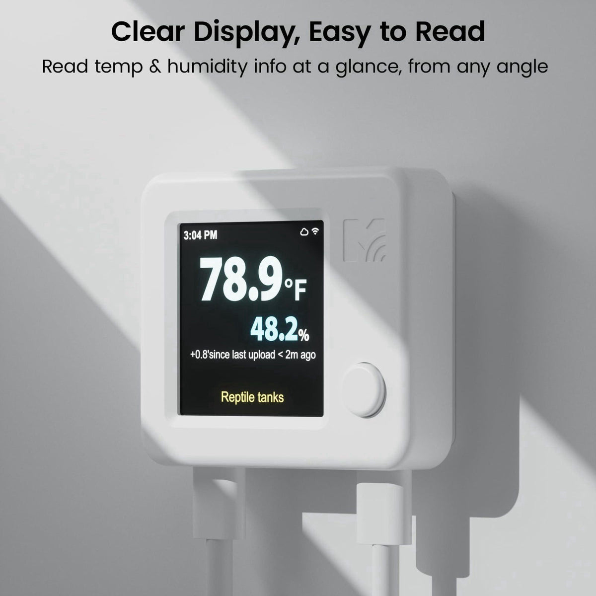 MOCREO WiFi Reptile Thermometer Hygrometer, Waterproof Probe, App Alerts – full view