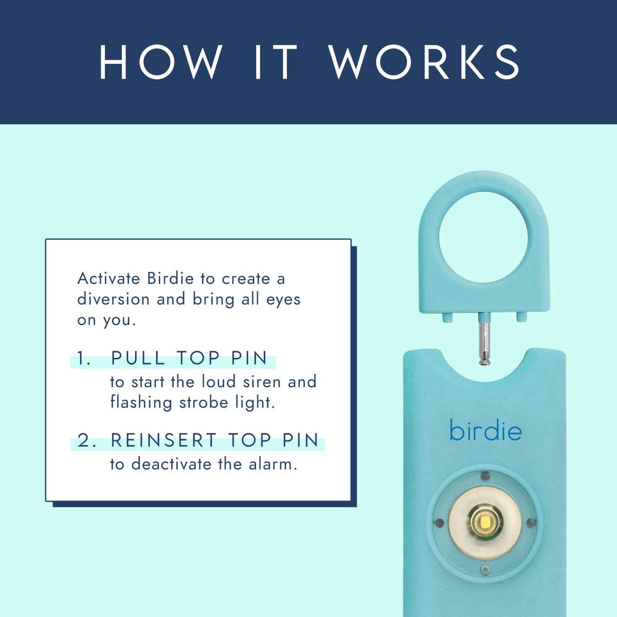 She's Birdie She’s Birdie–The Original Personal Safety Alarm for Women by Women–Loud Siren, Strobe Light and Key Chain i