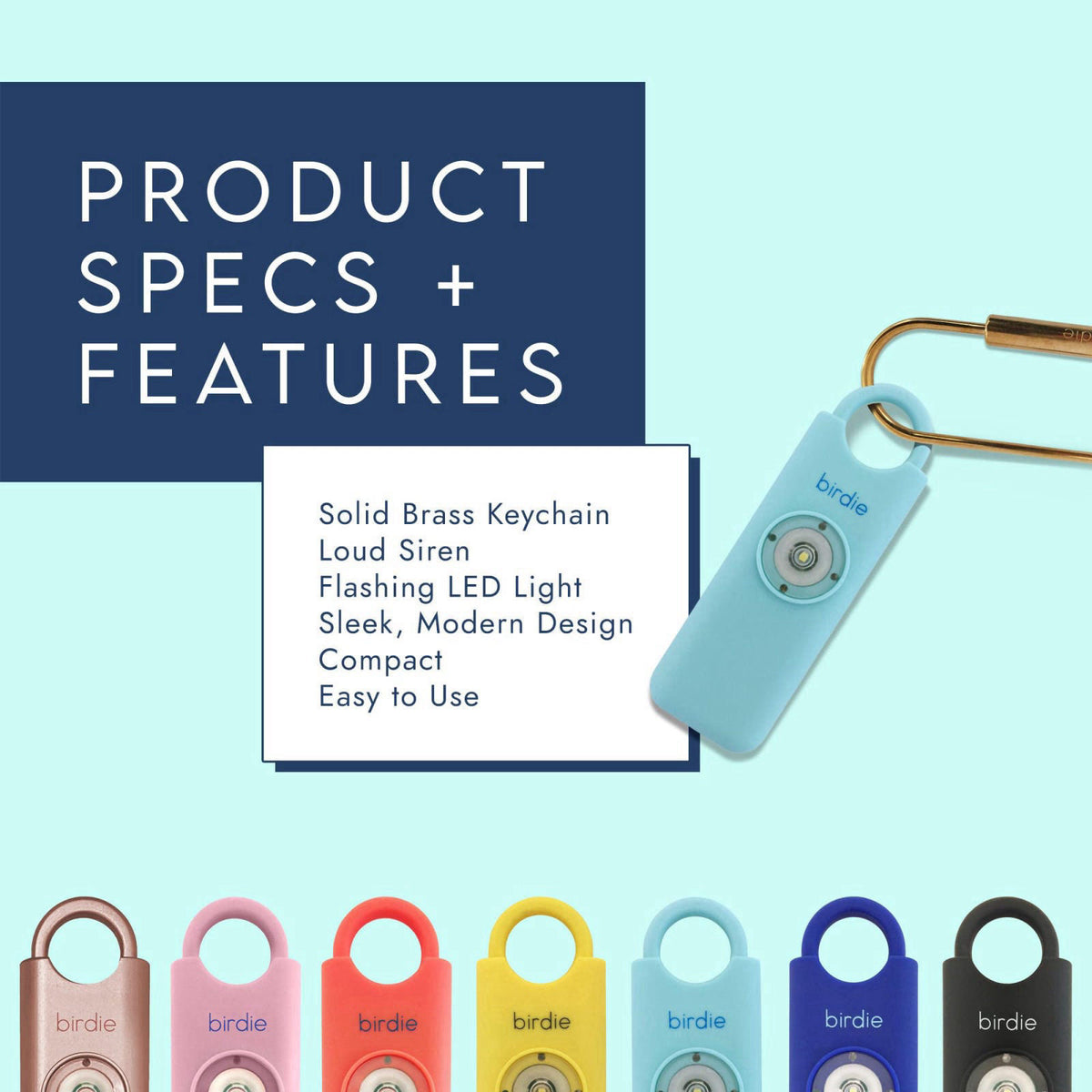 She's Birdie She’s Birdie–The Original Personal Safety Alarm for Women by Women–Loud Siren, Strobe Light and Key Chain i