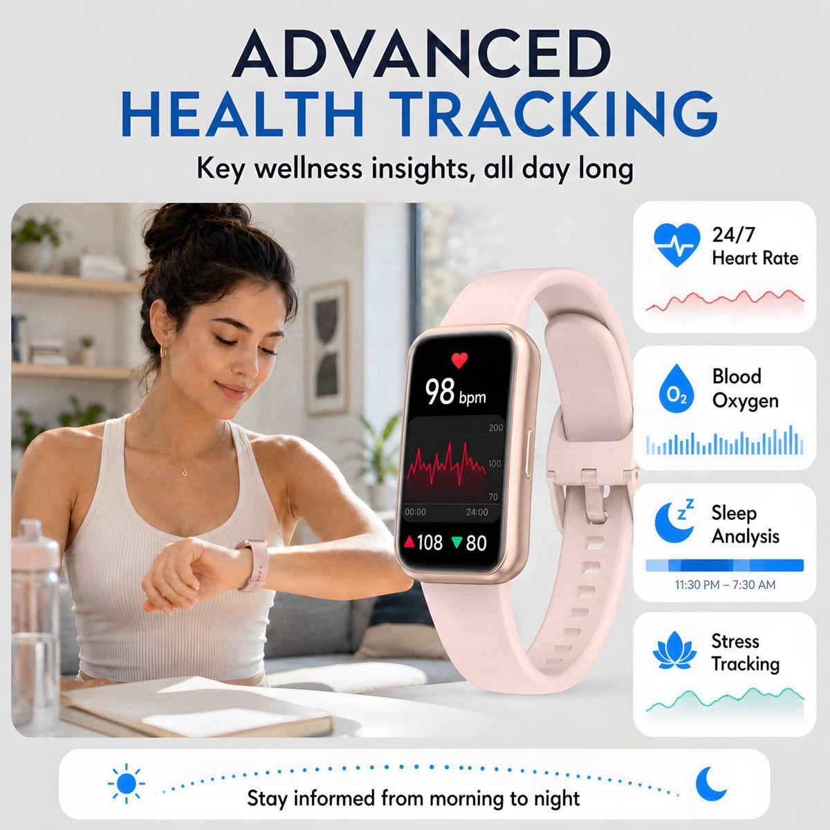 Motivaris Fitness Tracker for Men & Women with 1.47” HD Display, Heart Rate & SpO2 Tracking, Sleep & Activity Monitor, 1