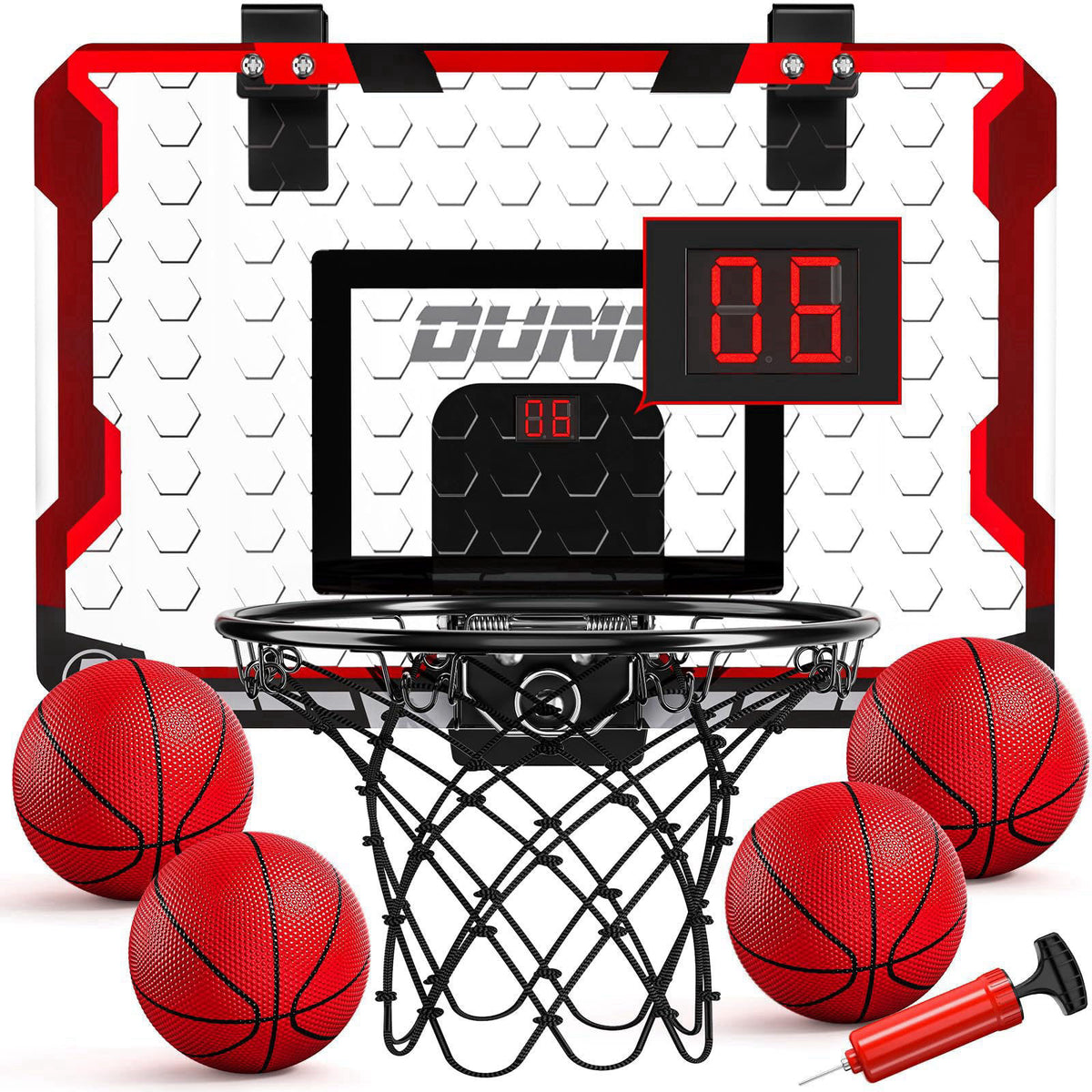 TEMI Indoor Basketball Hoop for Kids, Door Room Basketball Hoop,Mini Basketball Hoop with 4 Balls, Basketball Toys for 3