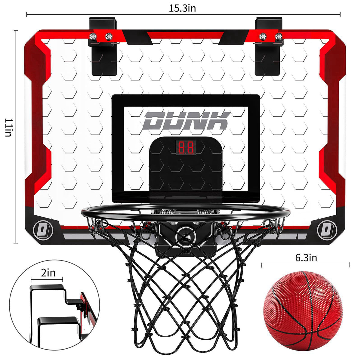 TEMI Indoor Basketball Hoop for Kids, Door Room Basketball Hoop,Mini Basketball Hoop with 4 Balls, Basketball Toys for 3
