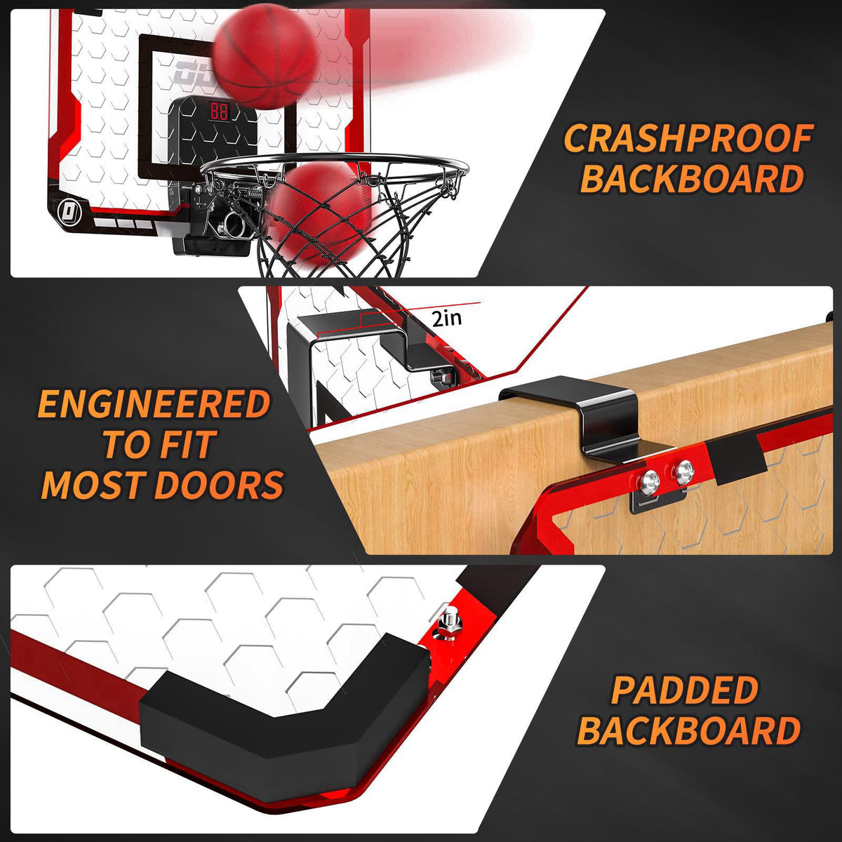 TEMI Indoor Basketball Hoop for Kids, Door Room Basketball Hoop,Mini Basketball Hoop with 4 Balls, Basketball Toys for 3