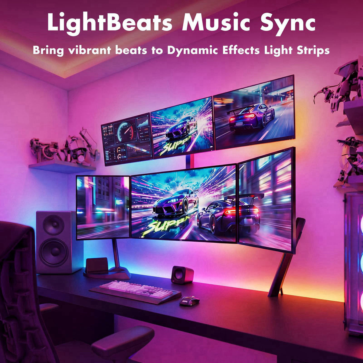 ERBTY 50FT RGB IC LED Strip Light, Led Lights for Bedroom, Smart Control – back view and specifications