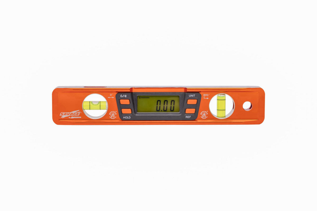 Swanson Tool Co SVT200 9 Inch Savage Digital Magnetic Aluminum Billet Torpedo Level,Orange – close-up detail
