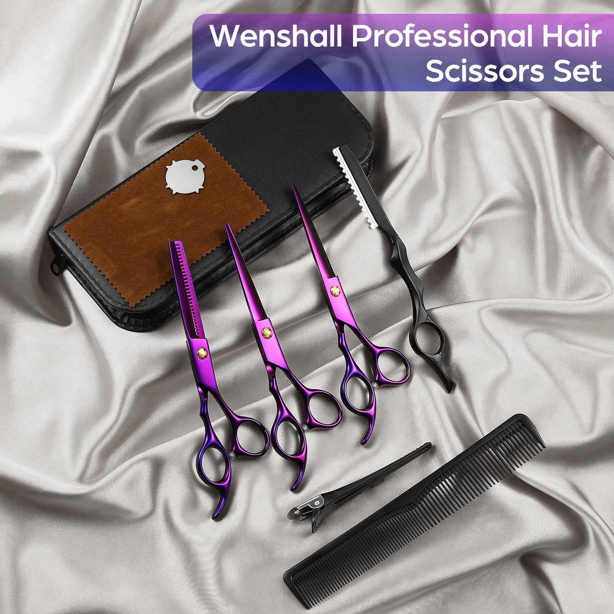 Wenshall Hair Cutting Scissors Professional 6.89 inch Barber Scissors Multifunctional Salon Thinning Scissors Straight S