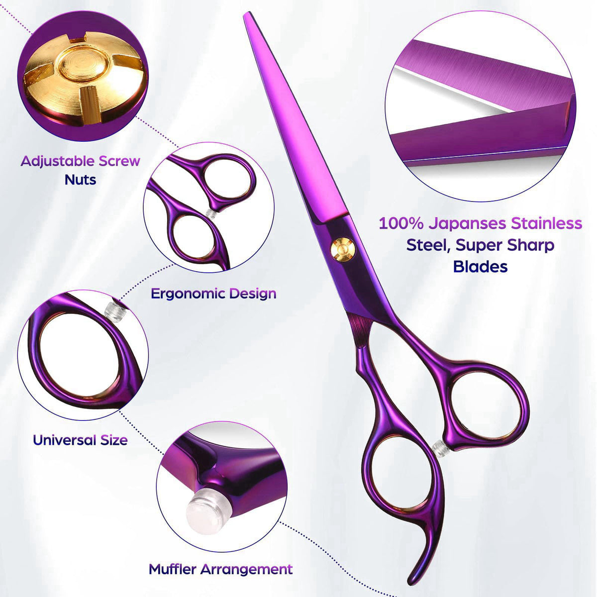 Wenshall Hair Cutting Scissors Professional 6.89 inch Barber Scissors Multifunctional Salon Thinning Scissors Straight S