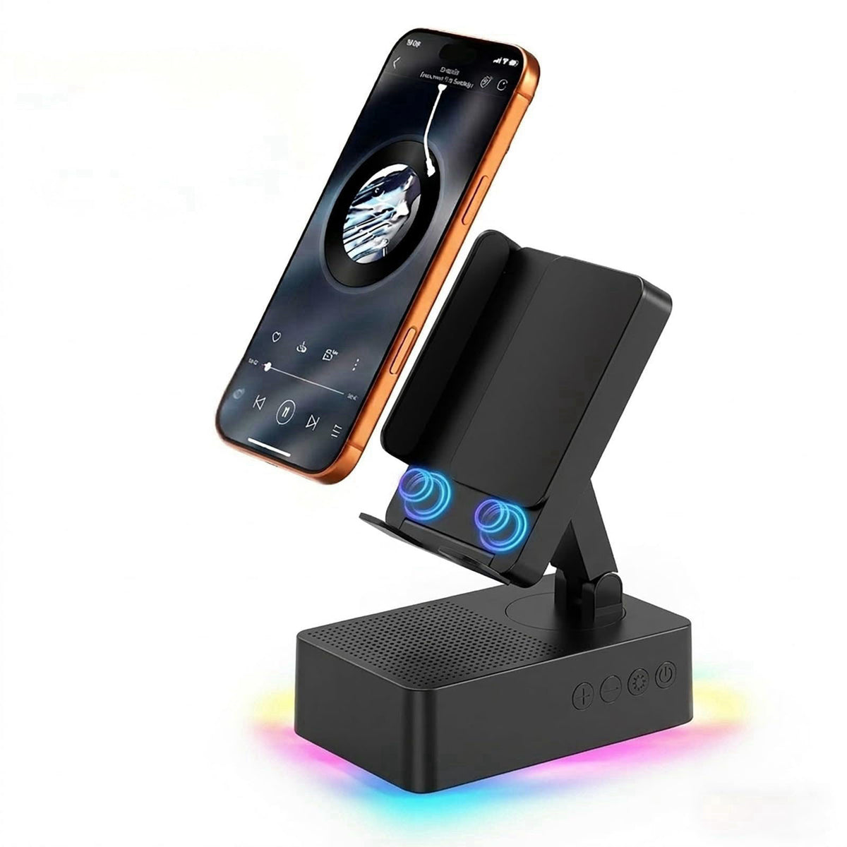 DBHBAODZI Wireless Sensor Speaker, Colorful LED Ambient Light; Foldable and Adjustable Phone Holder, Compatible with iPh