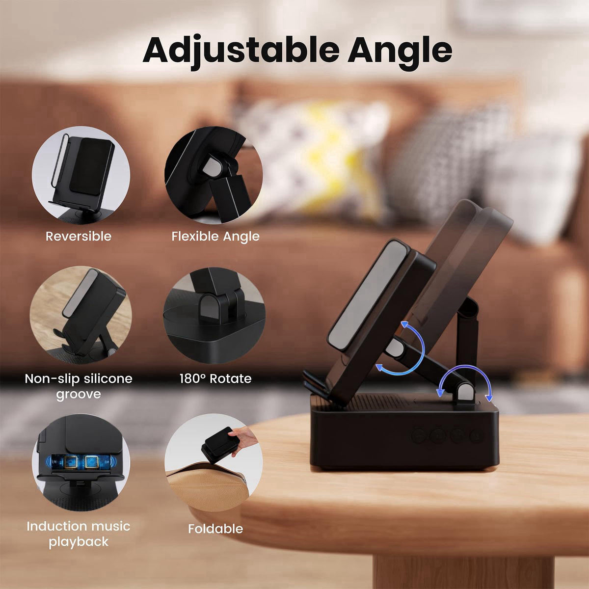 DBHBAODZI Wireless Sensor Speaker, Colorful LED Ambient Light; Foldable and Adjustable Phone Holder, Compatible with iPh