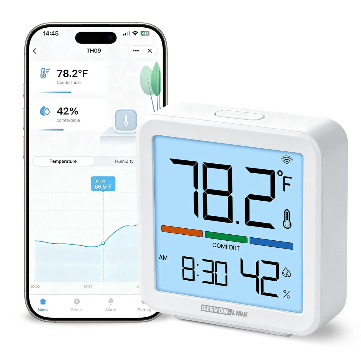 GEEVON-LINK Indoor WiFi Thermometer Hygrometer with App Email Notification – product photo (Indoor Thermometers)