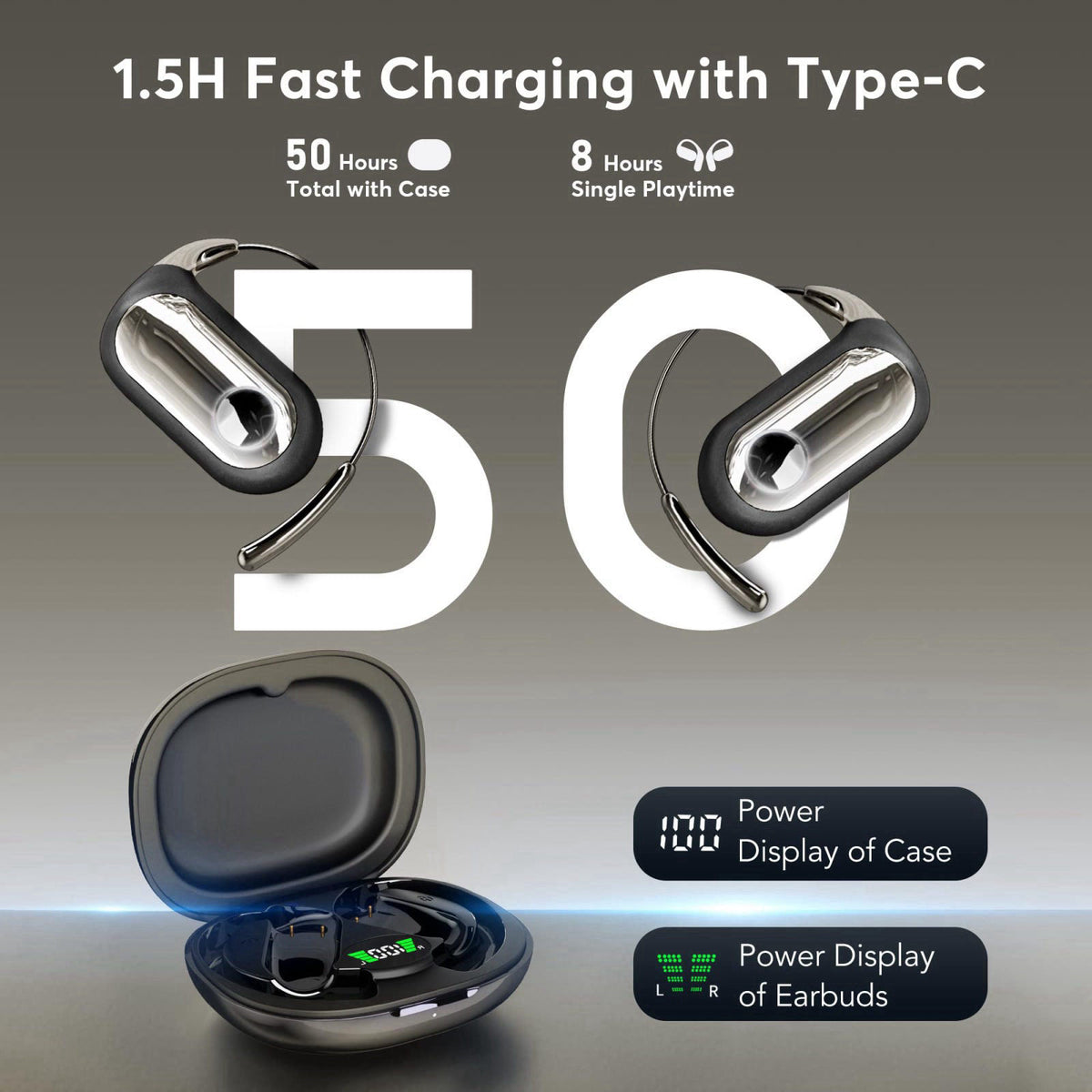 Mokseev AI Translation Earbuds-198 Languages, Sport Open Ear Translator Earphones – full view