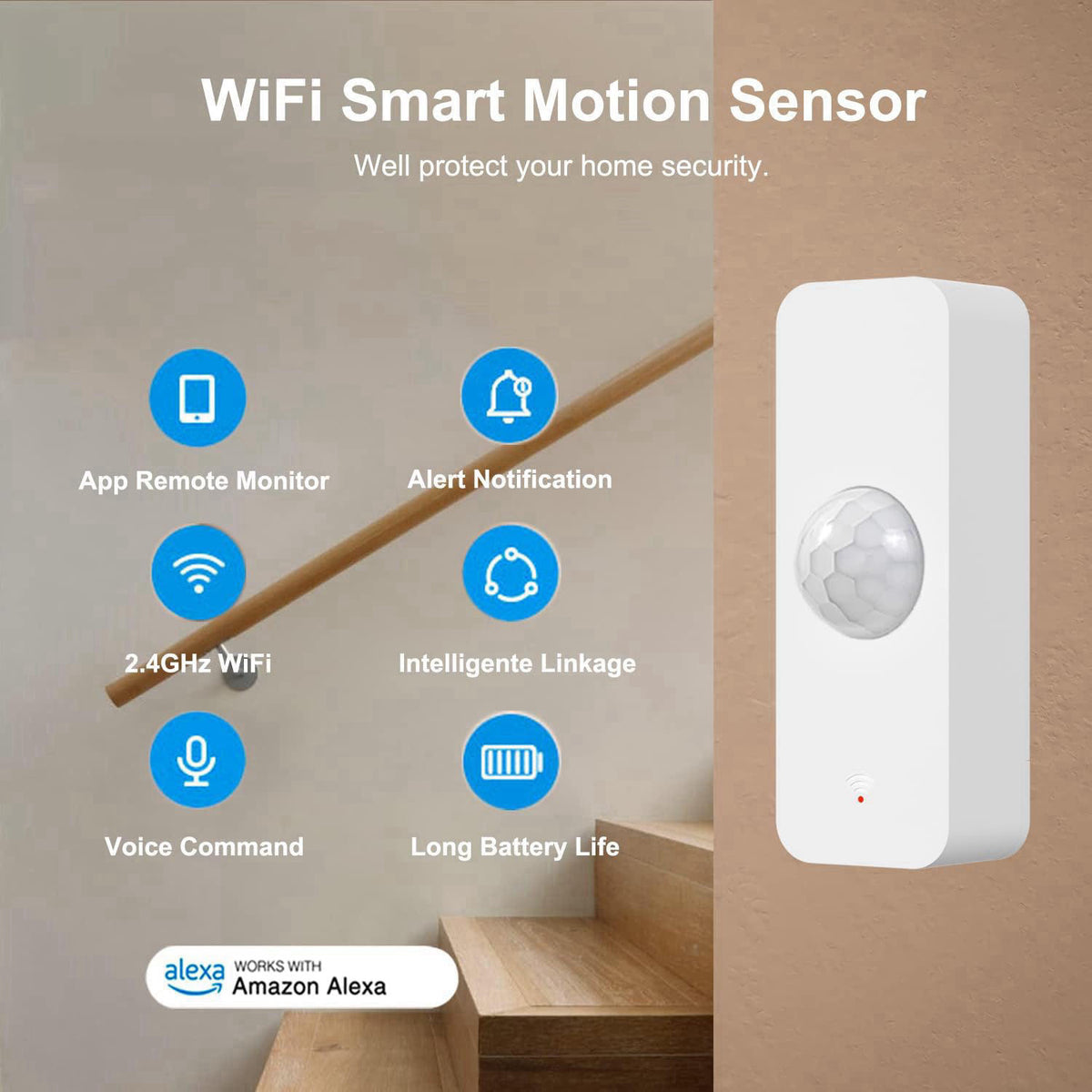 ORIKLON WiFi Motion Sensor, Smart Motion Detector for Home Security, Wireless Motion Sensor App Remote Monitor, Voice Co