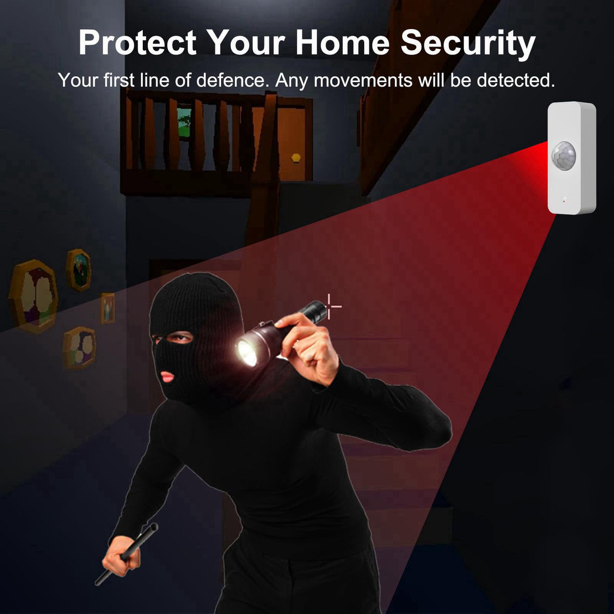 ORIKLON WiFi Motion Sensor, Smart Motion Detector for Home Security, Wireless Motion Sensor App Remote Monitor, Voice Co