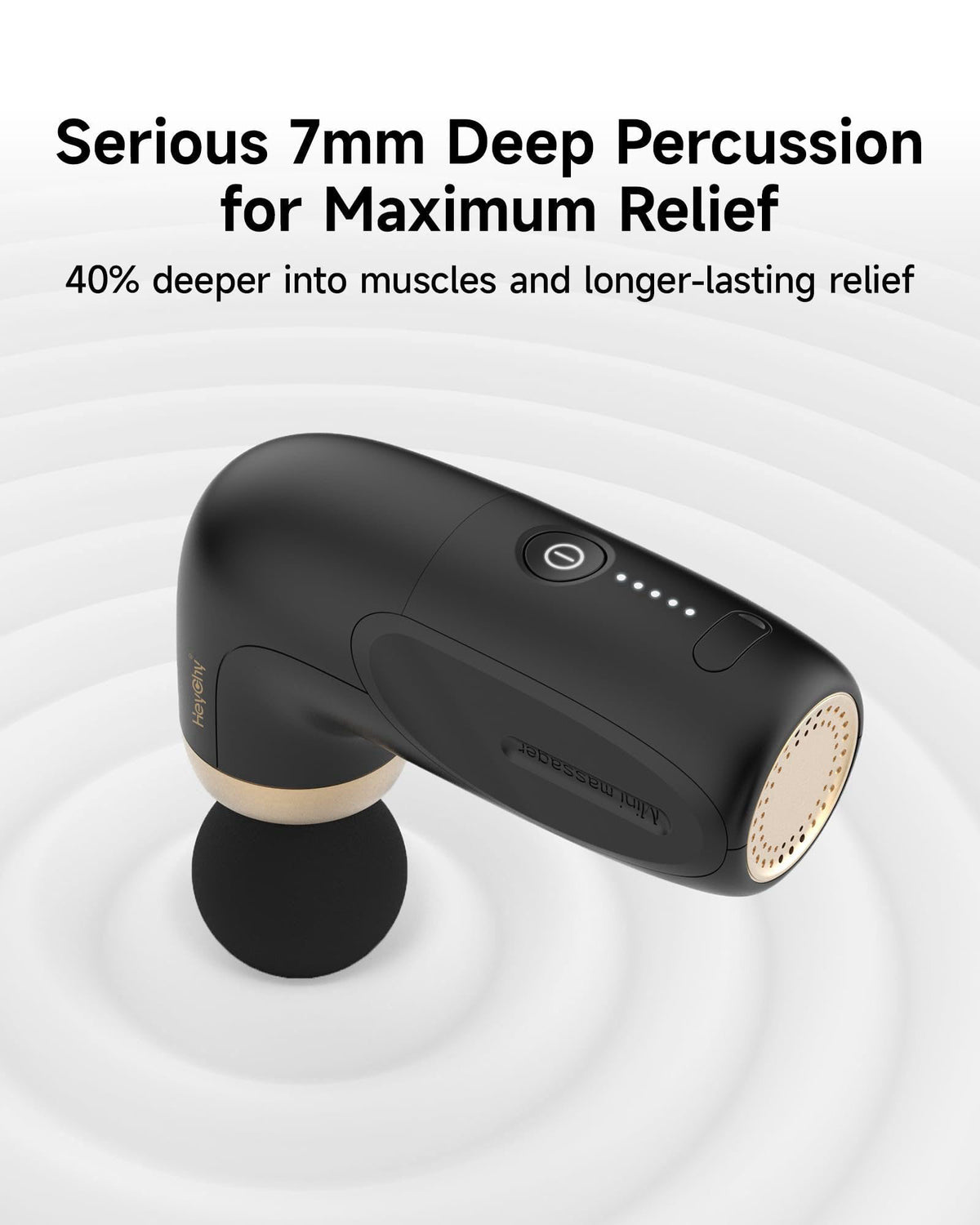 HEYCHY A1 Mini Massage Gun, Portable Deep Tissue Massager, Black – close-up detail