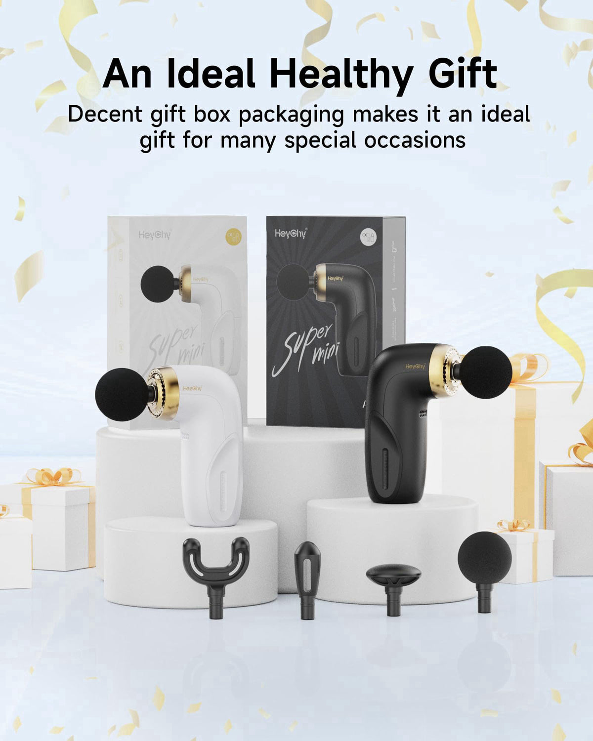 HEYCHY A1 Mini Massage Gun, Portable Deep Tissue Massager, Black – alternate angle