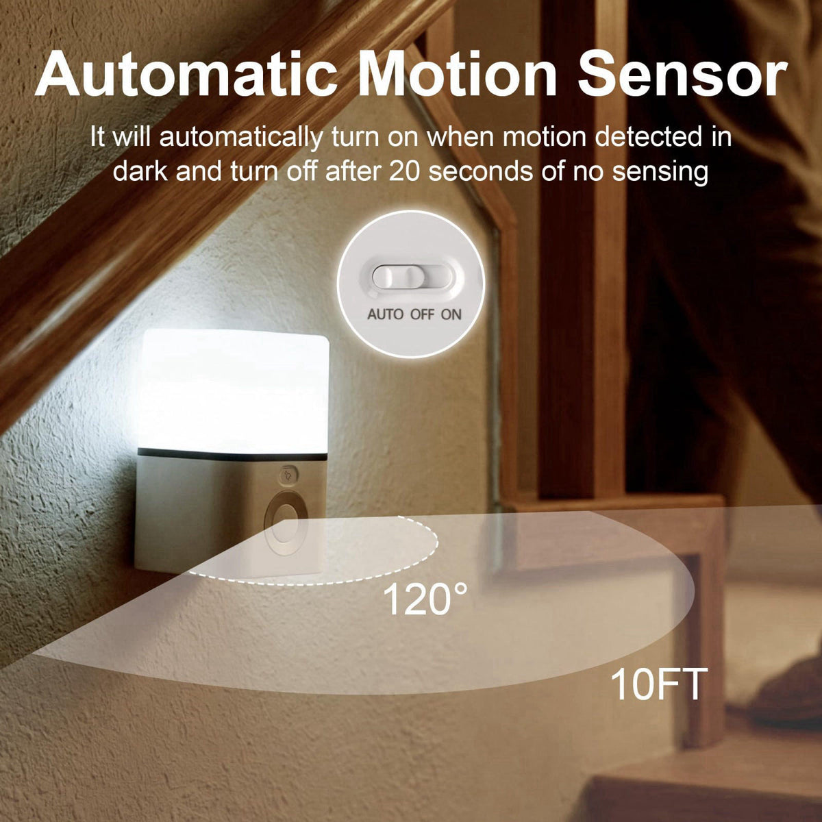 BITILLUM 2000mAH Rechargeable Motion Sensor Night Light, 4 in 1 – alternate angle