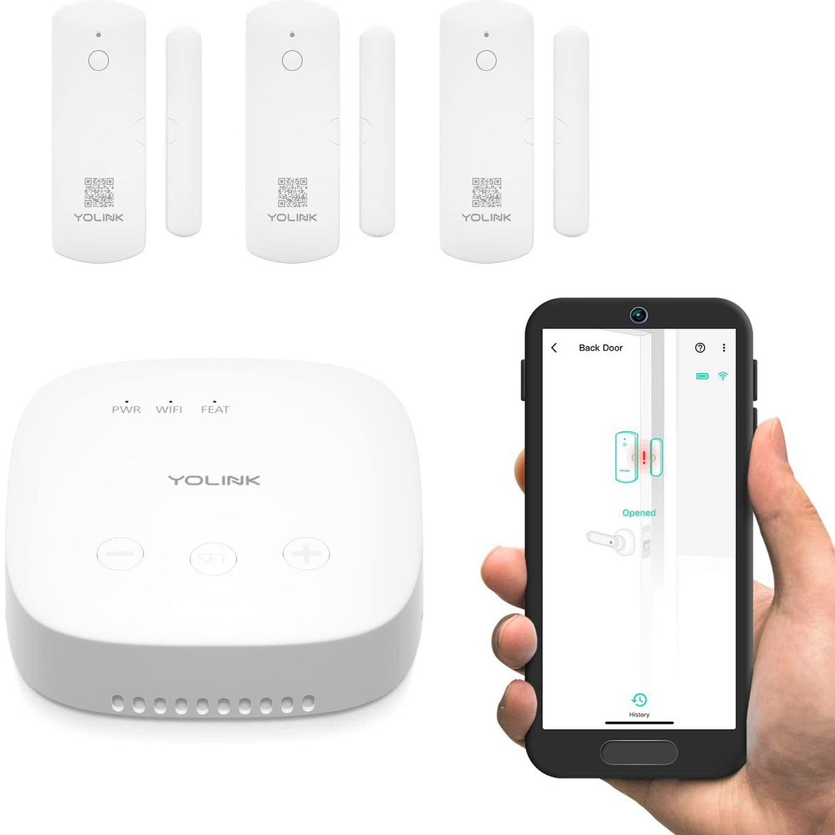 YoLink Door and Window Sensor Kit: 3-Pack + SpeakerHub