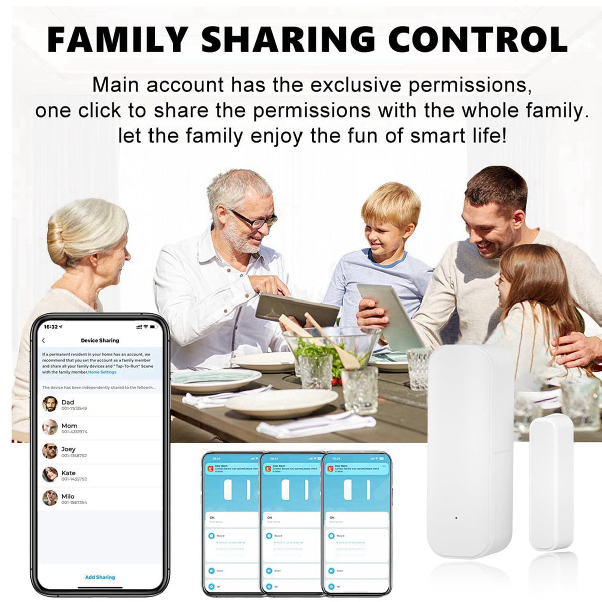 Gaoducash Smart Door Sensor: WiFi Door and Window Sensor, Wireless Design, Instant Alerts, Door Open Contact Sensor for 