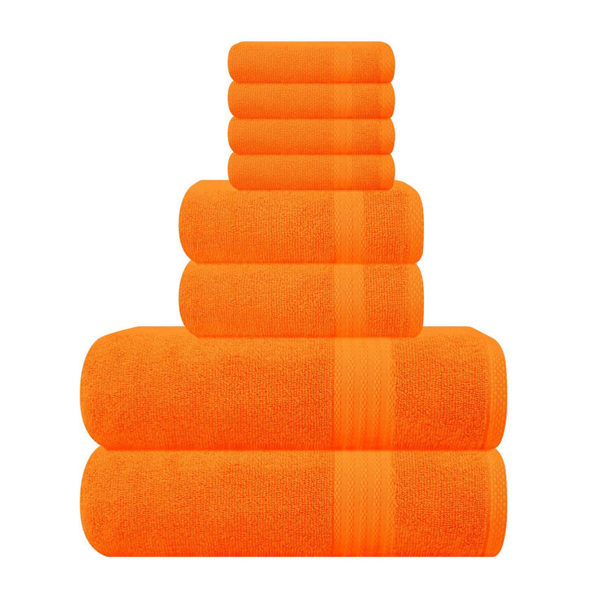 GLAMBURG Ultra Soft 8-Piece Towel Set - 100% Pure Ringspun Cotton, Contains 2 Oversized Bath Towels 27x54, 2 Hand Towels