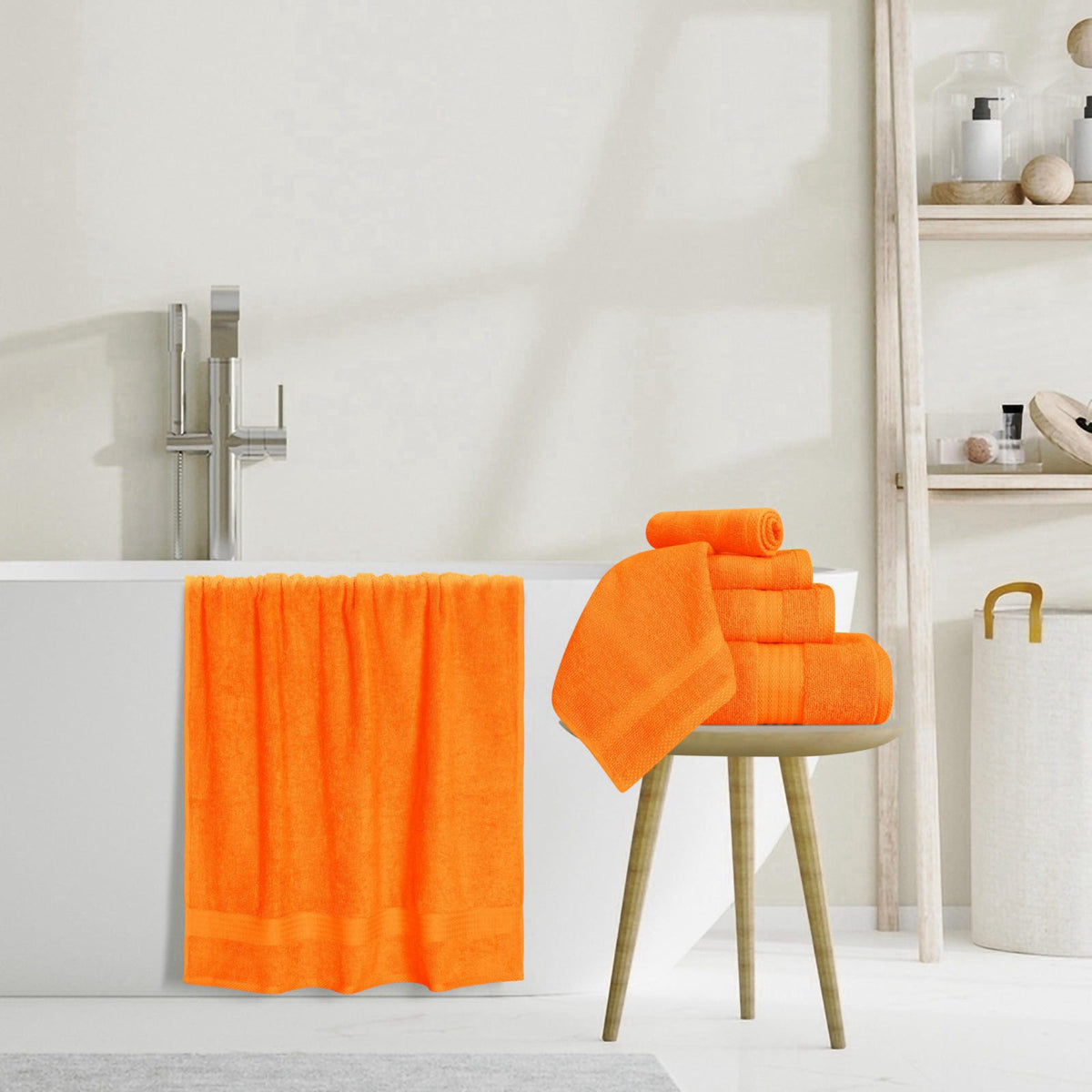 GLAMBURG Ultra Soft 8-Piece Towel Set - 100% Pure Ringspun Cotton, Contains 2 Oversized Bath Towels 27x54, 2 Hand Towels