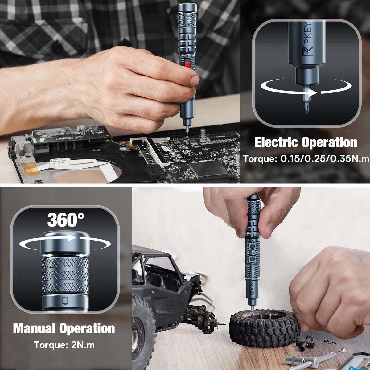PKEY Mini Electric Screwdriver Set,Precision Electric Screwdriver Bit,Small Electric Screwdriver, Automatic Screwdriver,