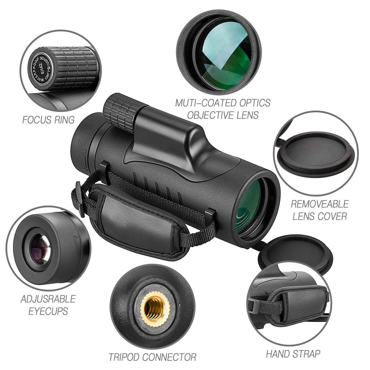 FEEMIC Monocular Telescope High Power 8x42 Monoculars Scope Compact Waterproof Fogproof Shockproof with Hand Strap for A