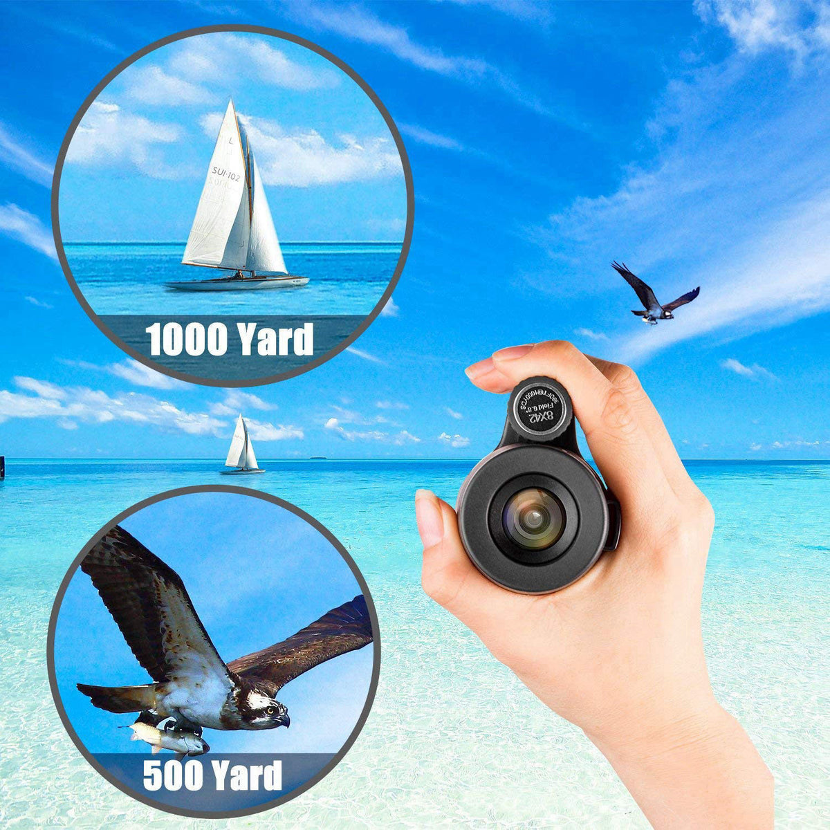 FEEMIC Monocular Telescope High Power 8x42 Monoculars Scope Compact Waterproof Fogproof Shockproof with Hand Strap for A