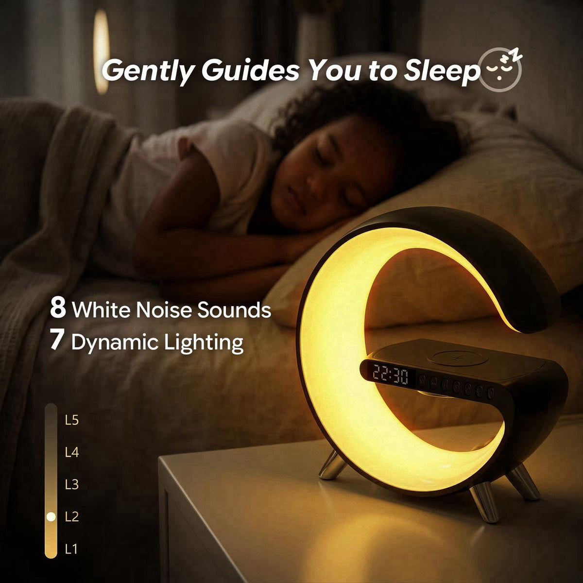Hirsionsan Smart LED Table Lamp for Bedroom with Wireless Charging Bluetooth Speaker, App Controlled Night Light for Kid