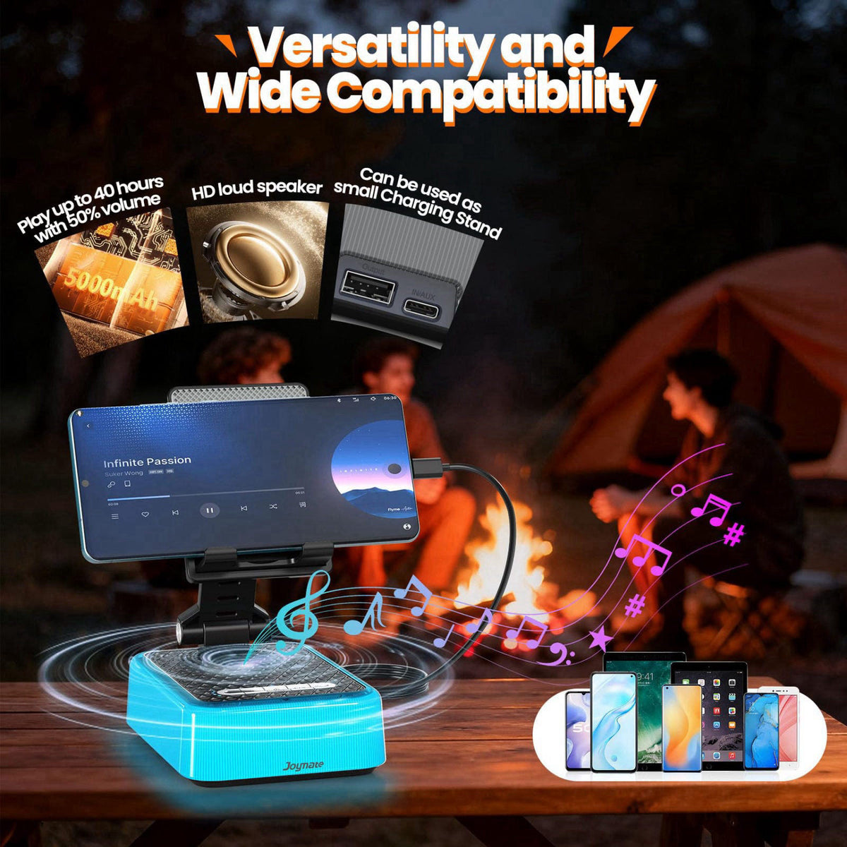 Joymate Gifts for Men and Women, Phone Stand with Charging Function, Bluetooth Speaker and RGB Lights, Birthday Gifts fo