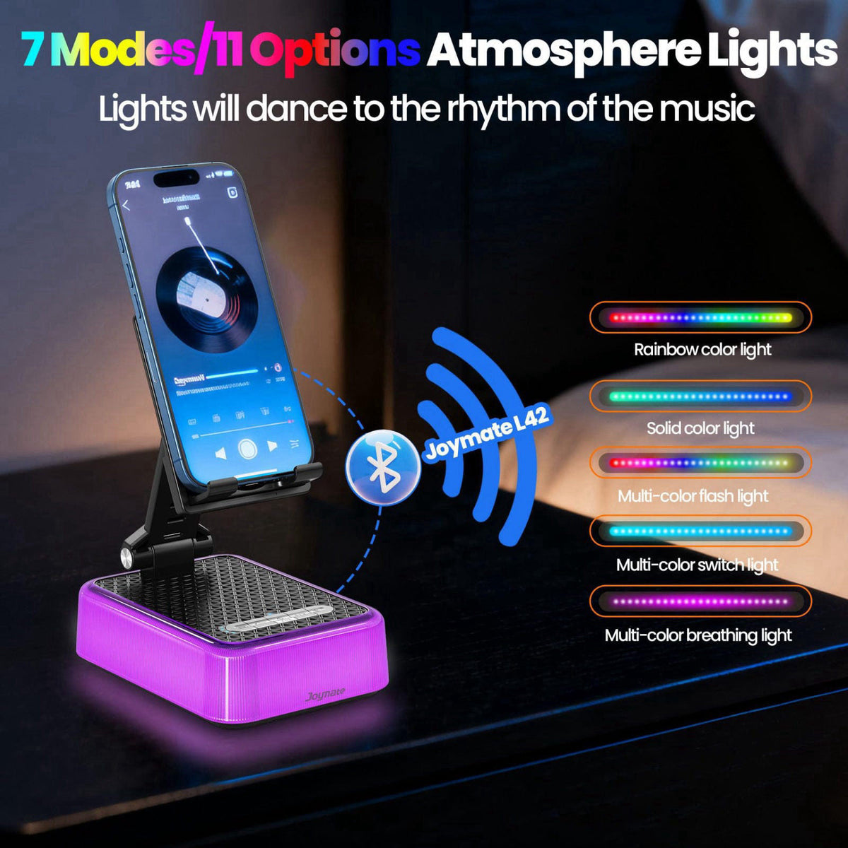 Joymate Gifts for Men and Women, Phone Stand with Charging Function, Bluetooth Speaker and RGB Lights, Birthday Gifts fo