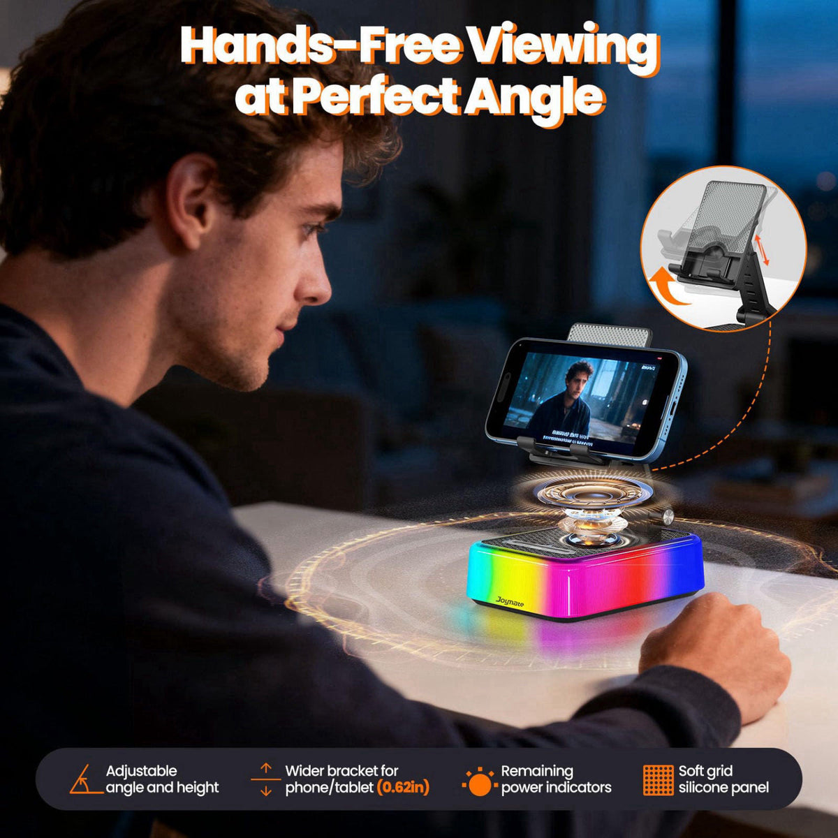 Joymate Gifts for Men and Women, Phone Stand with Charging Function, Bluetooth Speaker and RGB Lights, Birthday Gifts fo