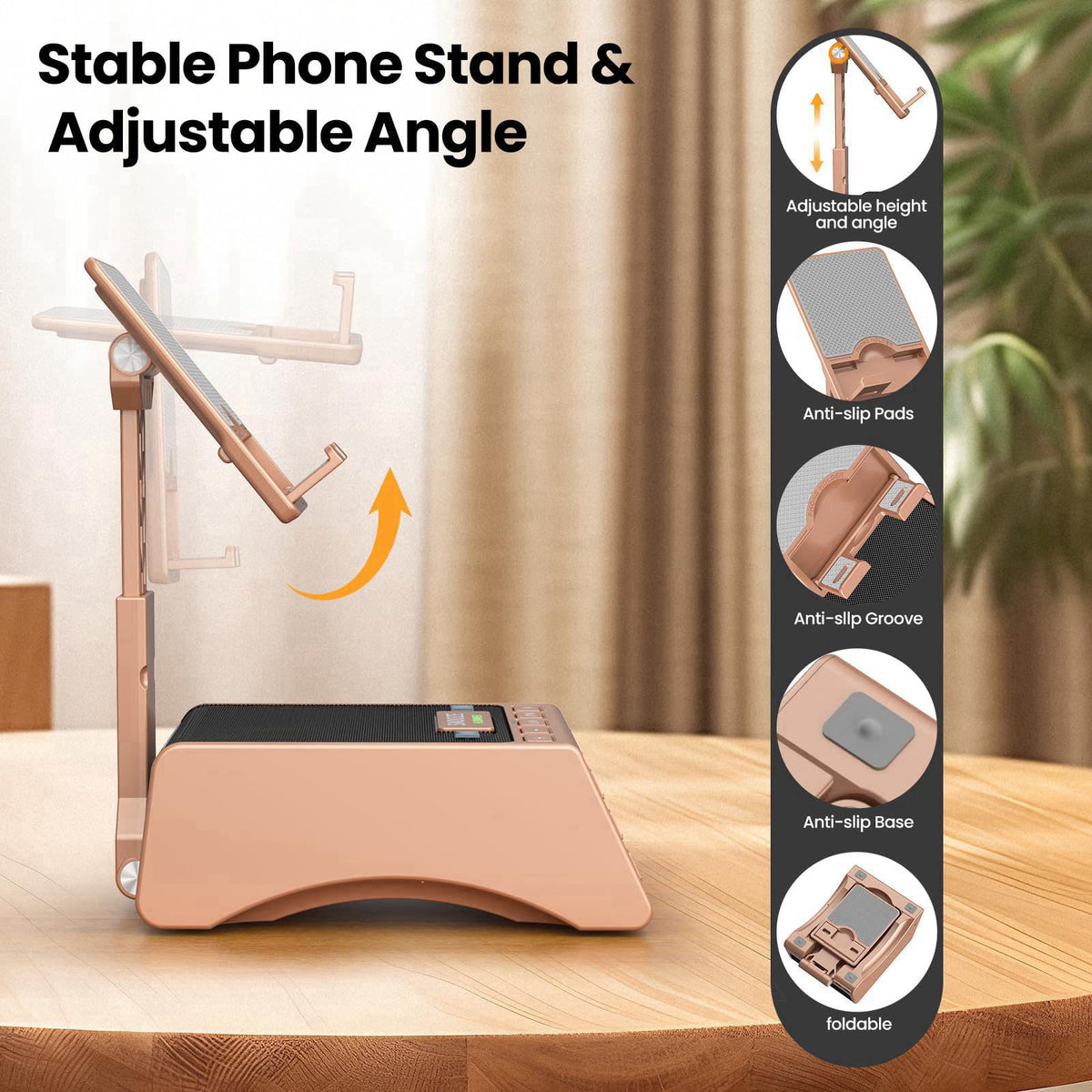 JTEMAN Gifts for Men Women,Cell Phone Stand with Wireless Bluetooth Speaker,Adjustable Cool Tech Kitchen Gadgets,Unique 