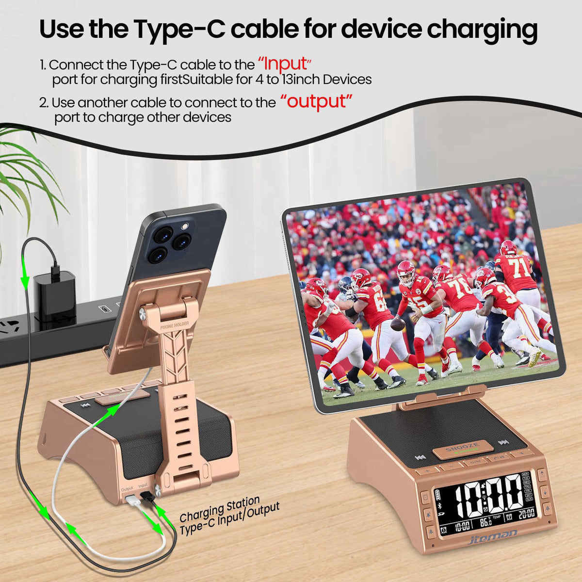 JTEMAN Gifts for Men Women,Cell Phone Stand with Wireless Bluetooth Speaker,Adjustable Cool Tech Kitchen Gadgets,Unique 