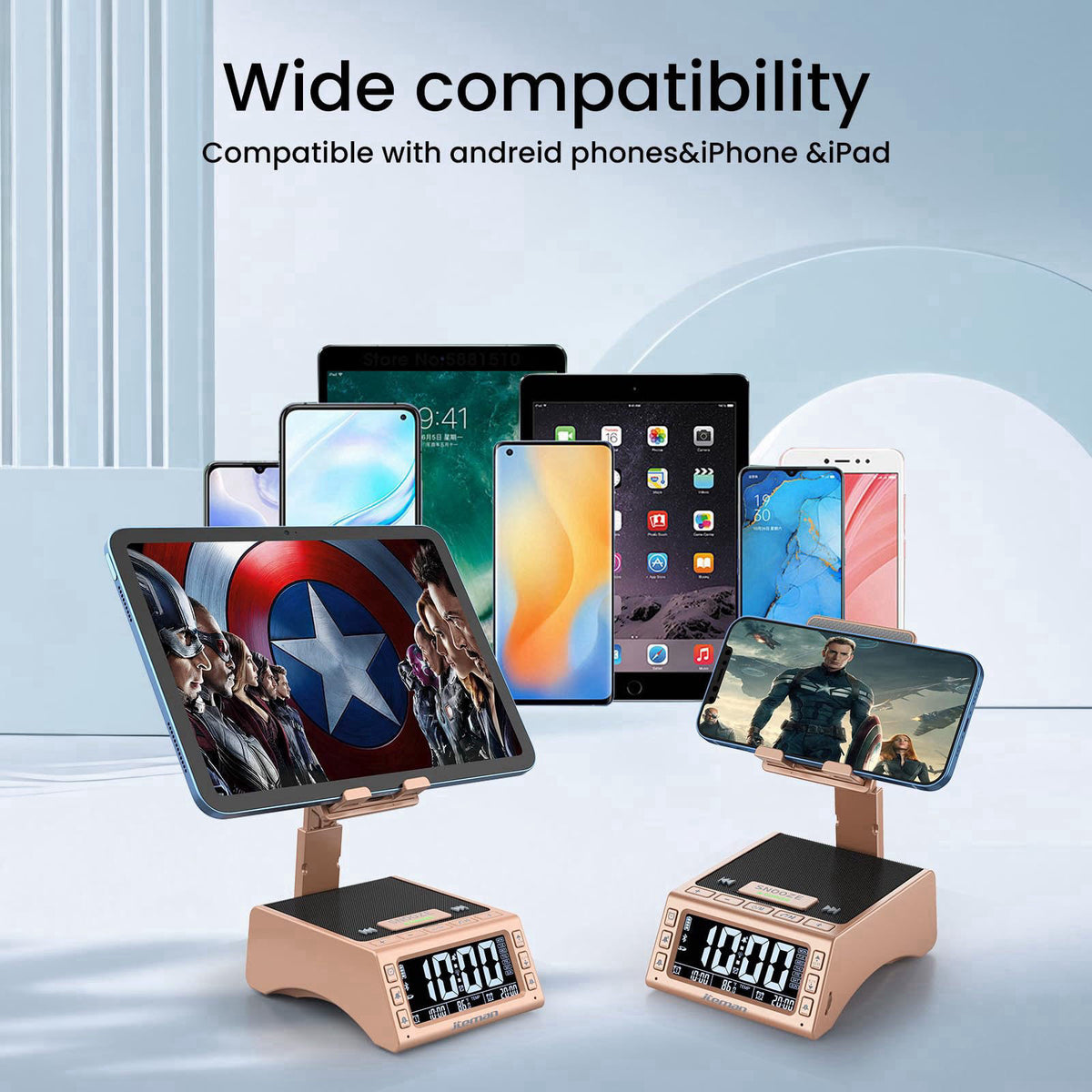 JTEMAN Gifts for Men Women,Cell Phone Stand with Wireless Bluetooth Speaker,Adjustable Cool Tech Kitchen Gadgets,Unique 