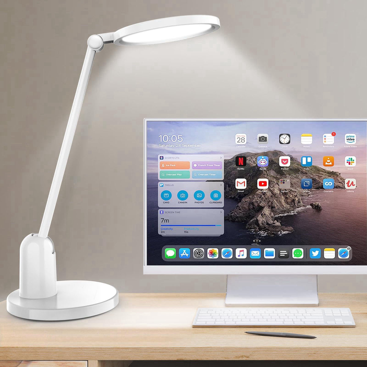 Kitloo Desk Lamps for Home Office with Stable Base, 1000LM Ultra Bright Eye-Caring Desk Light, 3000K-6000K Dimmable Tabl