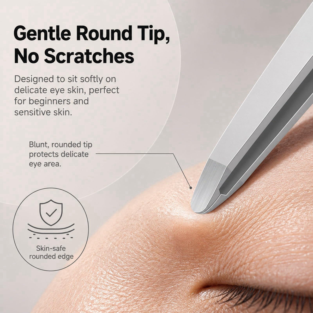 GlamTweeler Premium Hand-Made Tweezers with Safe Rounded Tip & Comfort Spring for Pain-Free Plucking, Thick Stainless St