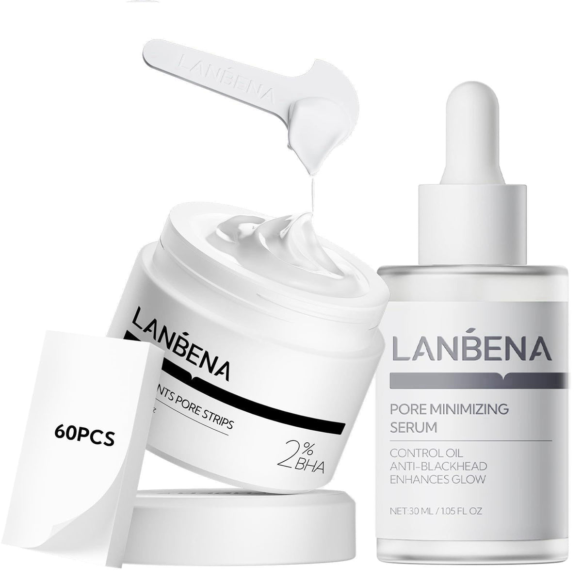 LANBENA Blackhead Remover Nose Pore Strips Kit Mask 30g+Pore Serum 30ml – product photo (Masks)
