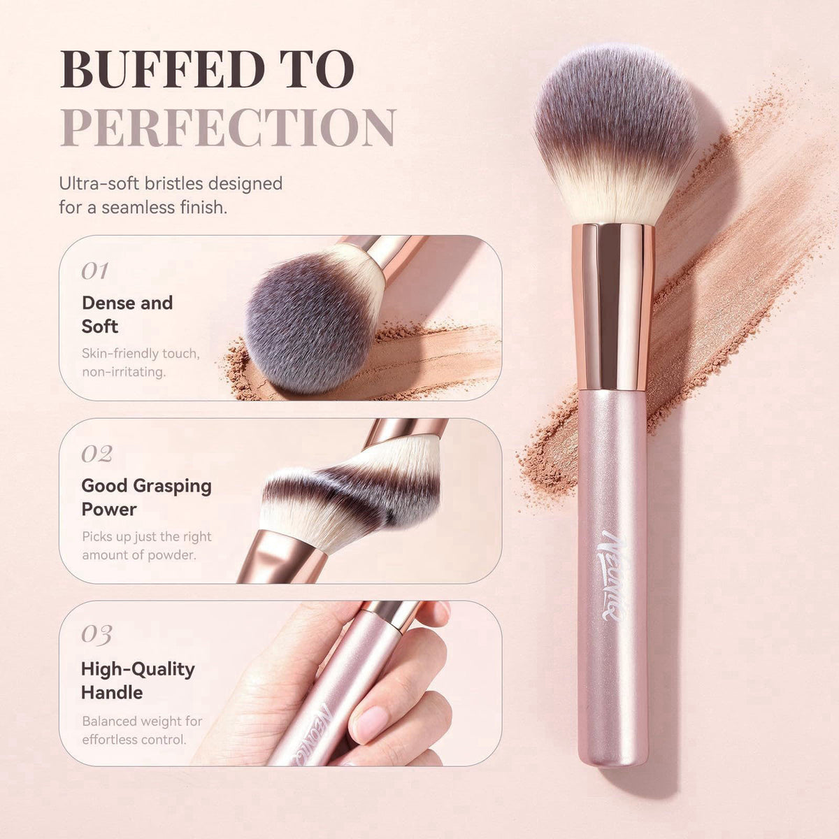 NEONIQ 14 PCS Professional Makeup Brushes Set with Travel Cosmetic Bag(Pink) – full view
