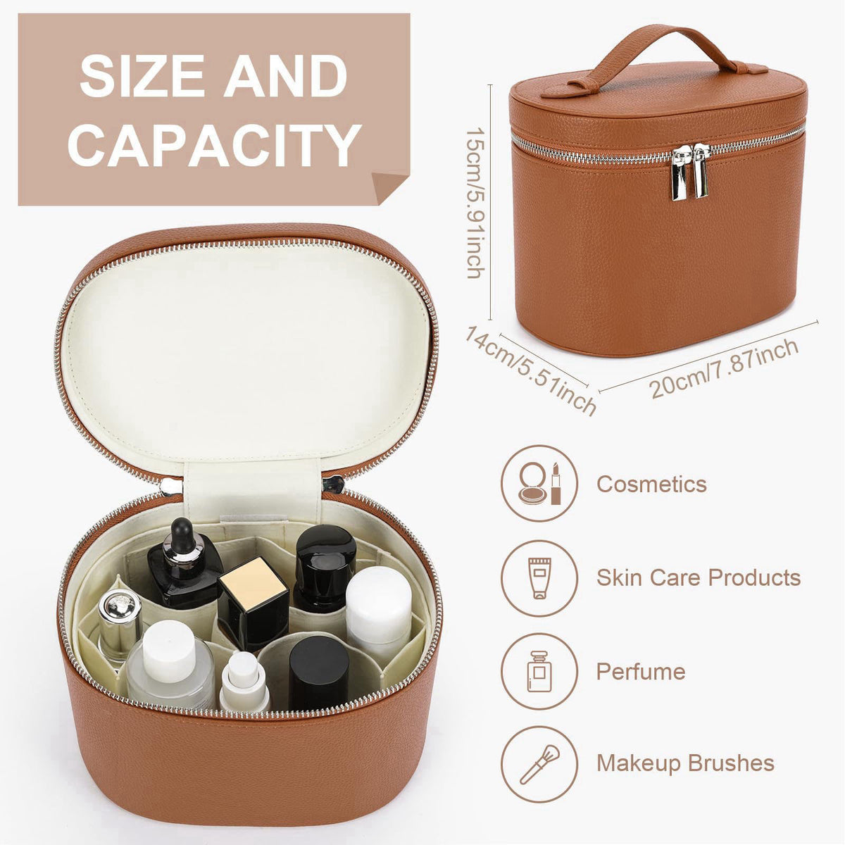 YFGBCX Makeup Bag Vanity Case with Removable Divider Travel Toiletry Bag Portable Cosmetic Bag Makeup Organizer Case – p