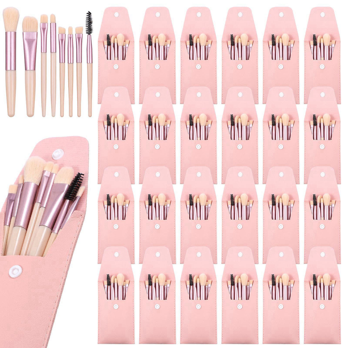 kenaeooe 24 Sets Makeup Brushes Bulk Mini Makeup Brush Set Travel Size Synthetic Fiber Face Foundation Brush Kit with Pu