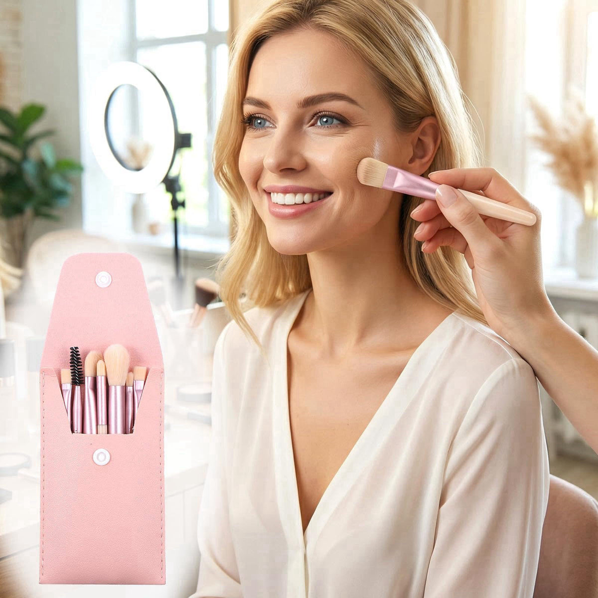 kenaeooe 24 Sets Makeup Brushes Bulk Mini Makeup Brush Set Travel Size Synthetic Fiber Face Foundation Brush Kit with Pu