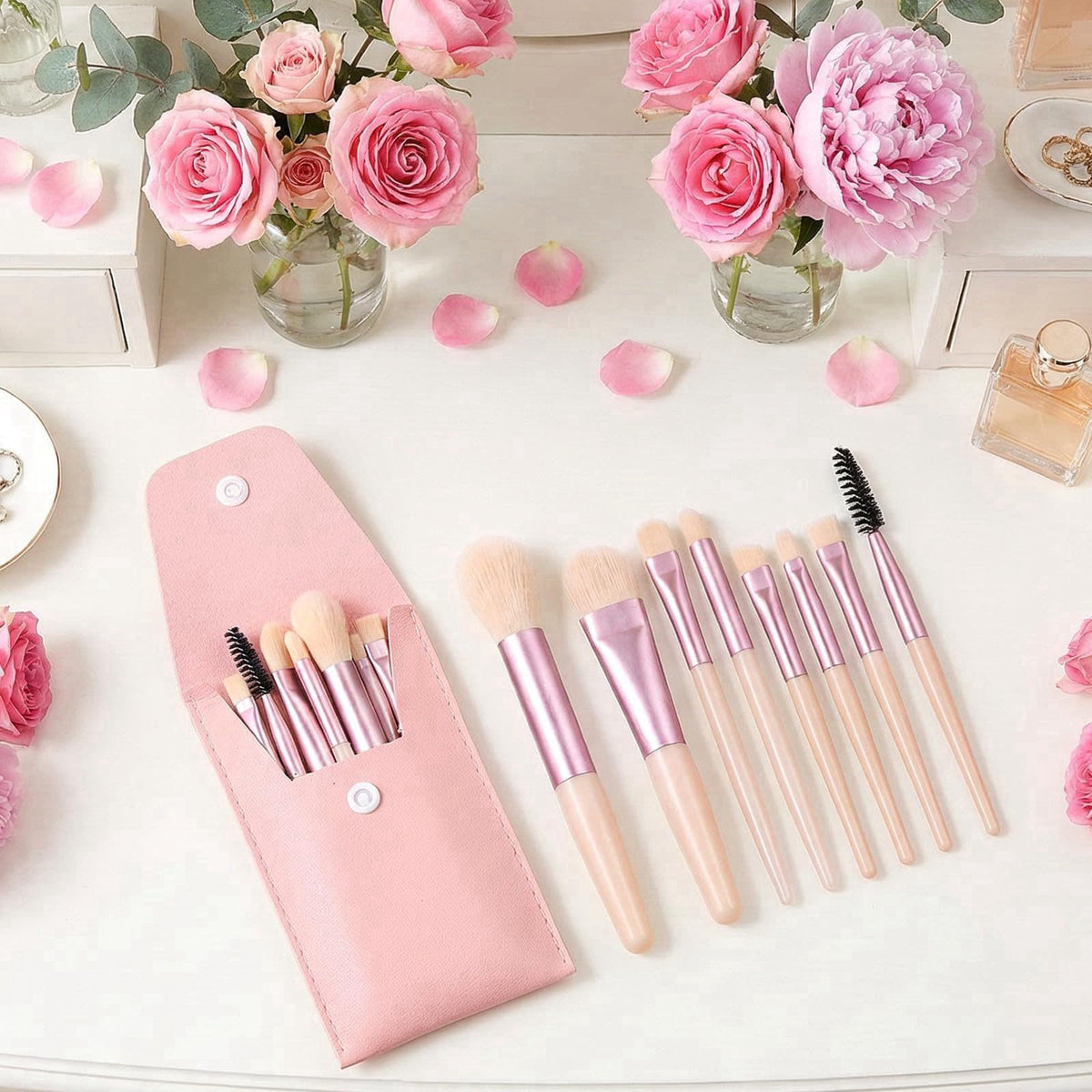 kenaeooe 24 Sets Makeup Brushes Bulk Mini Makeup Brush Set Travel Size Synthetic Fiber Face Foundation Brush Kit with Pu