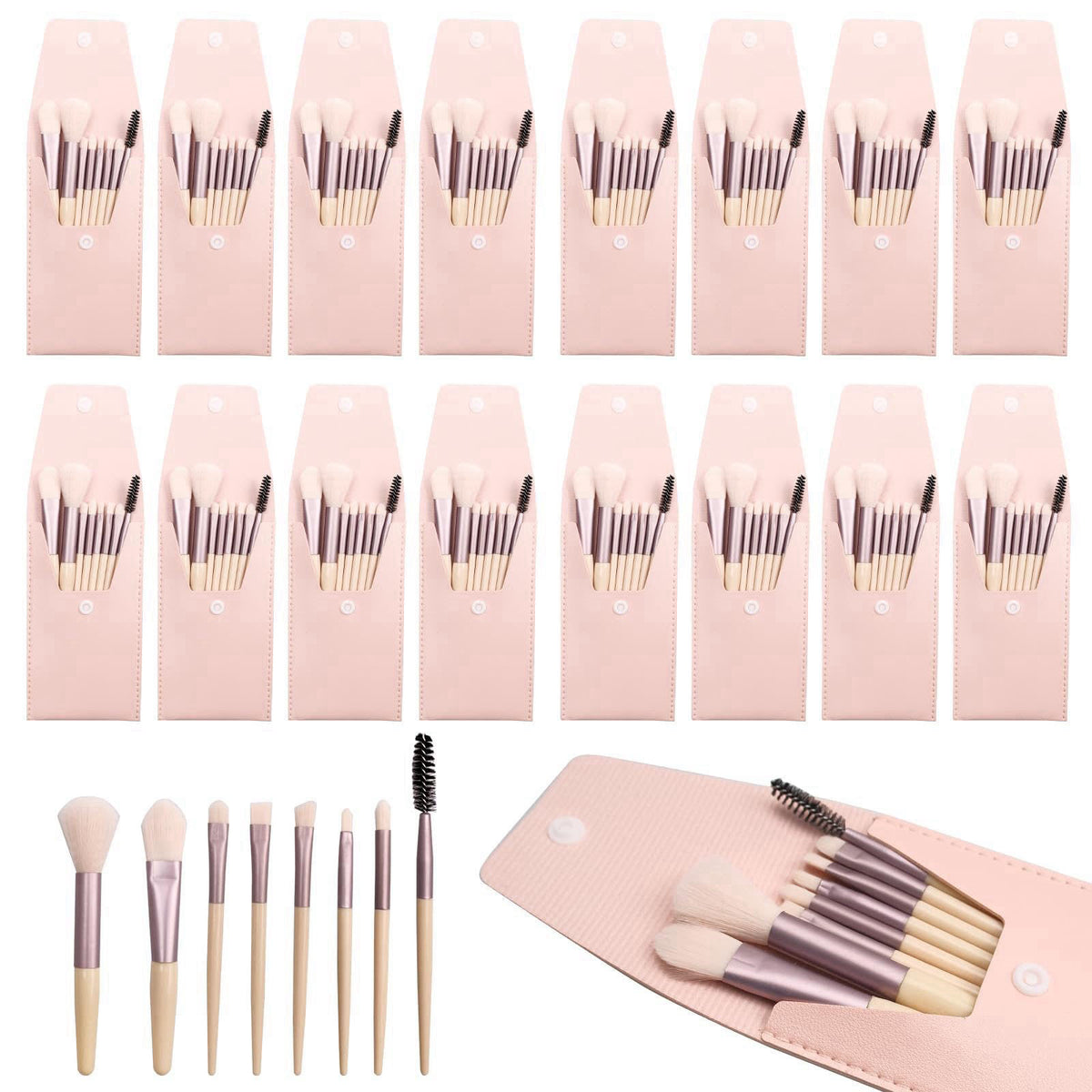 Olutacot 16 Sets Travel Makeup Brush Set with Bag, Ivory Beige, Bridesmaid – product photo (Brush Sets)