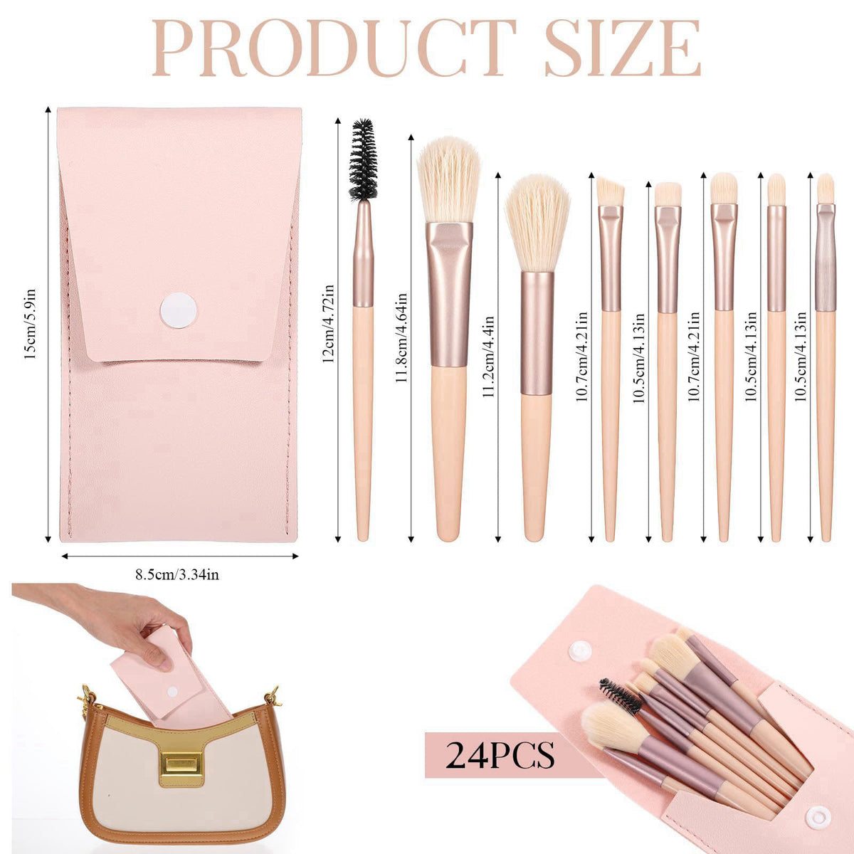 HaiFafafaing 24 Sets Mini Size Travel Makeup Brush Set Bulk – close-up detail in skin color