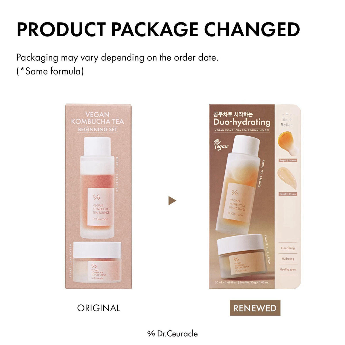 Dr.Ceuracle Vegan Kombucha Tea Beginning Set, Mini-Sized Essence Gel Cream – close-up detail