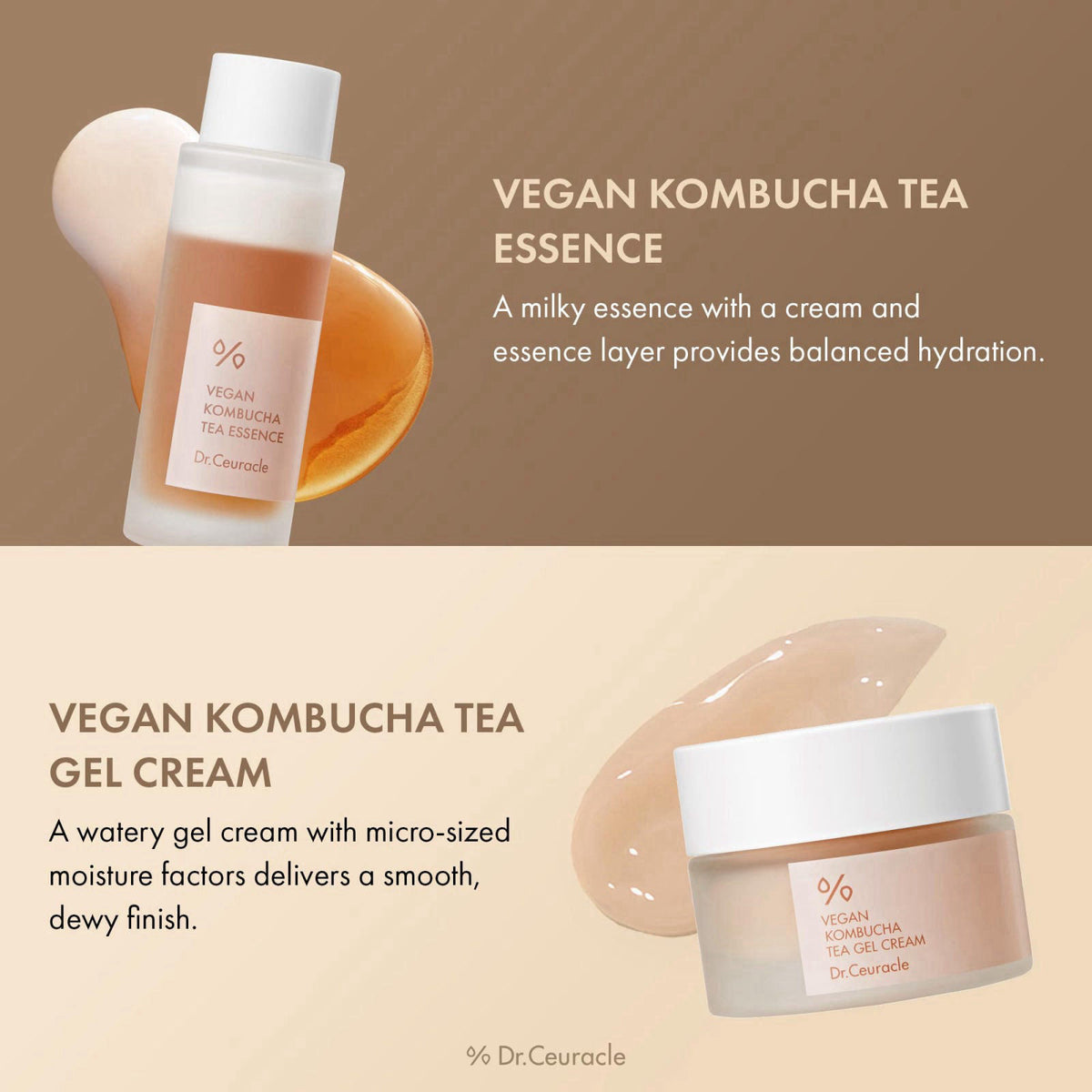 Dr.Ceuracle Vegan Kombucha Tea Beginning Set, Mini-Sized Essence Gel Cream – full view, size 0.88 Fl Oz (Pack of 3)