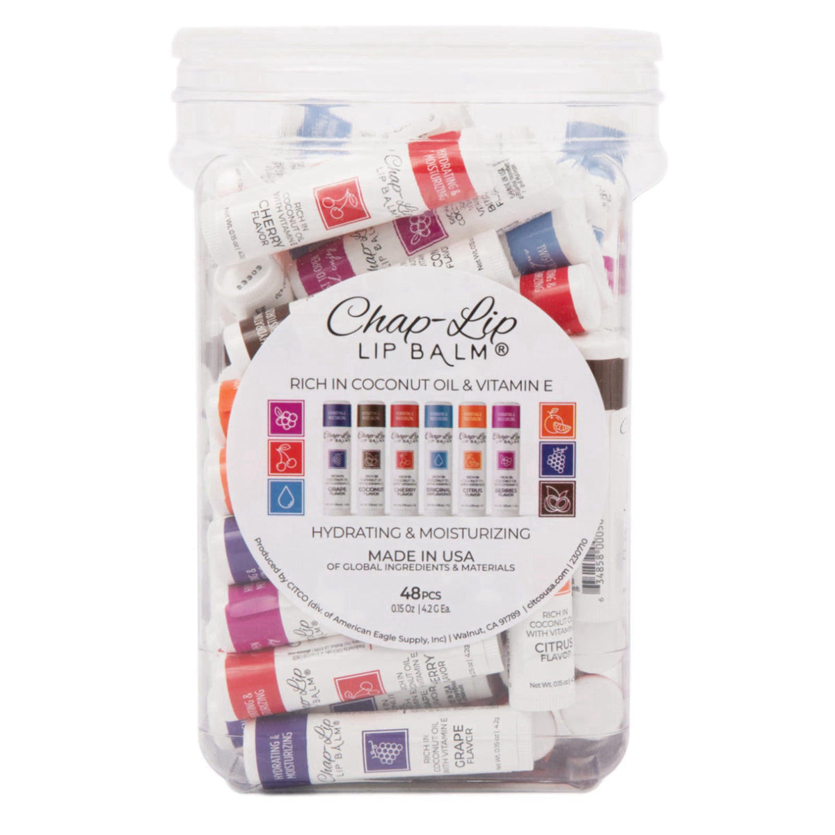 Chap-Lip Lip Balm Vitamin E with Coconut Oil - Lip Moisturizer Treatment - Moisturizing, Soothing, & Refreshing, Total H